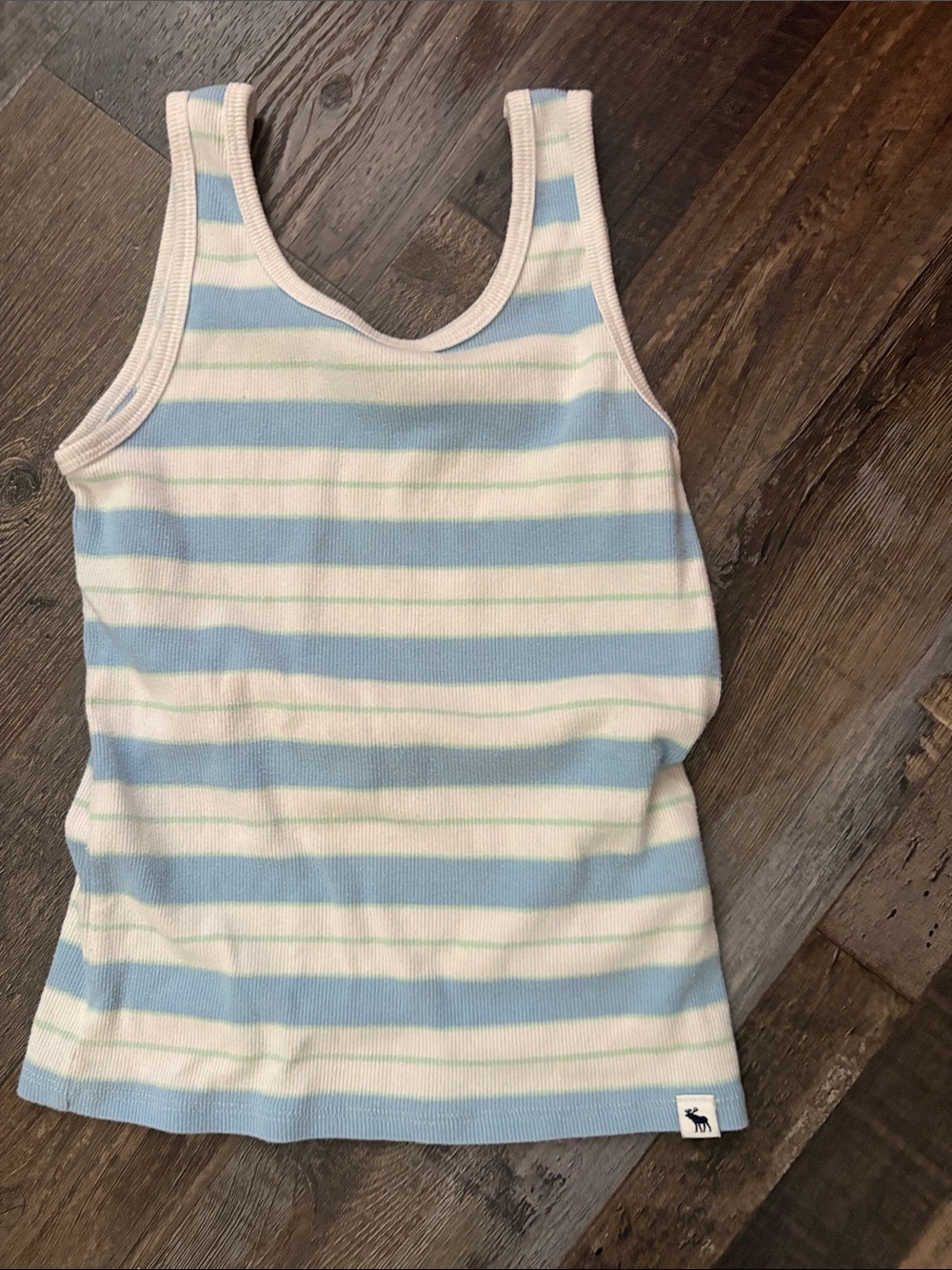 Abercrombie kids Striped Cotton Tank Top - Light Blue & White